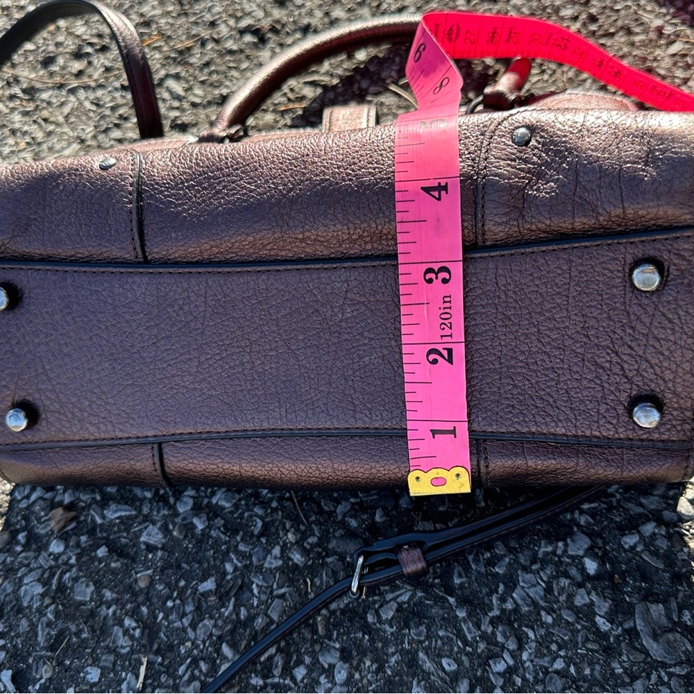 Coach Mercer Satchel 24 Metallic Leather Crossbody Handbag Dark Bronze - Picture 14 of 14